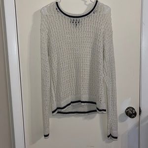 Loose Knit White and Navy Cardigan